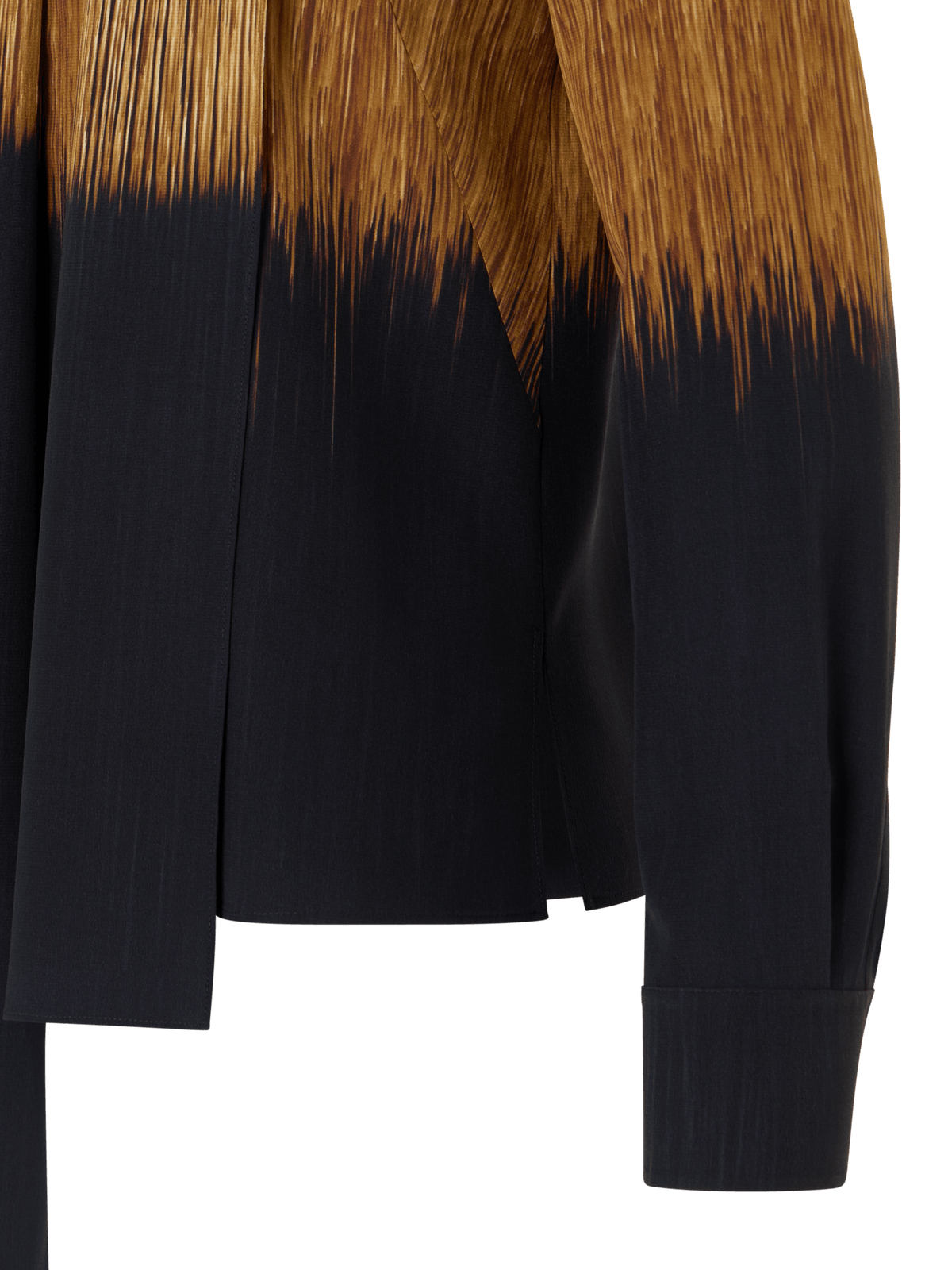 Designer Silk Blouse in Oro Lienzo Print with Scarf - brown - black - multicolor
