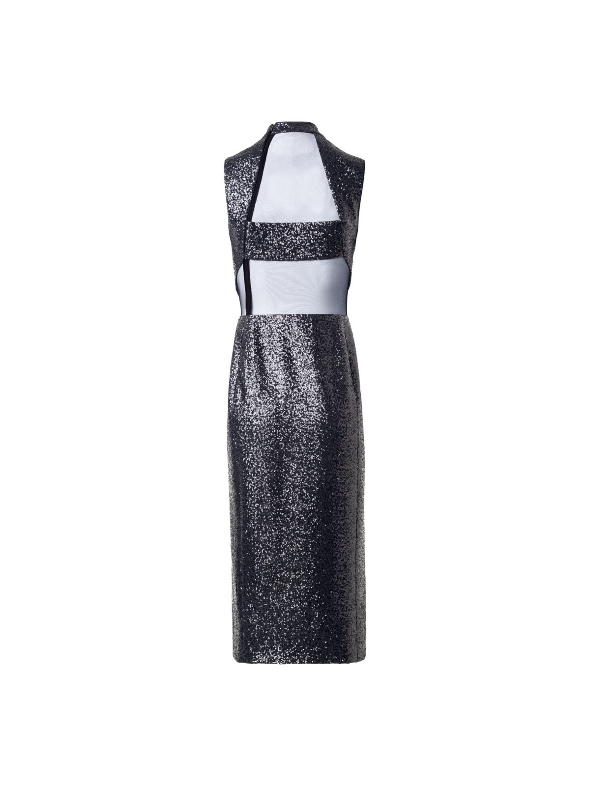 Designer Sequined Sheath Dress with Open Back - grey