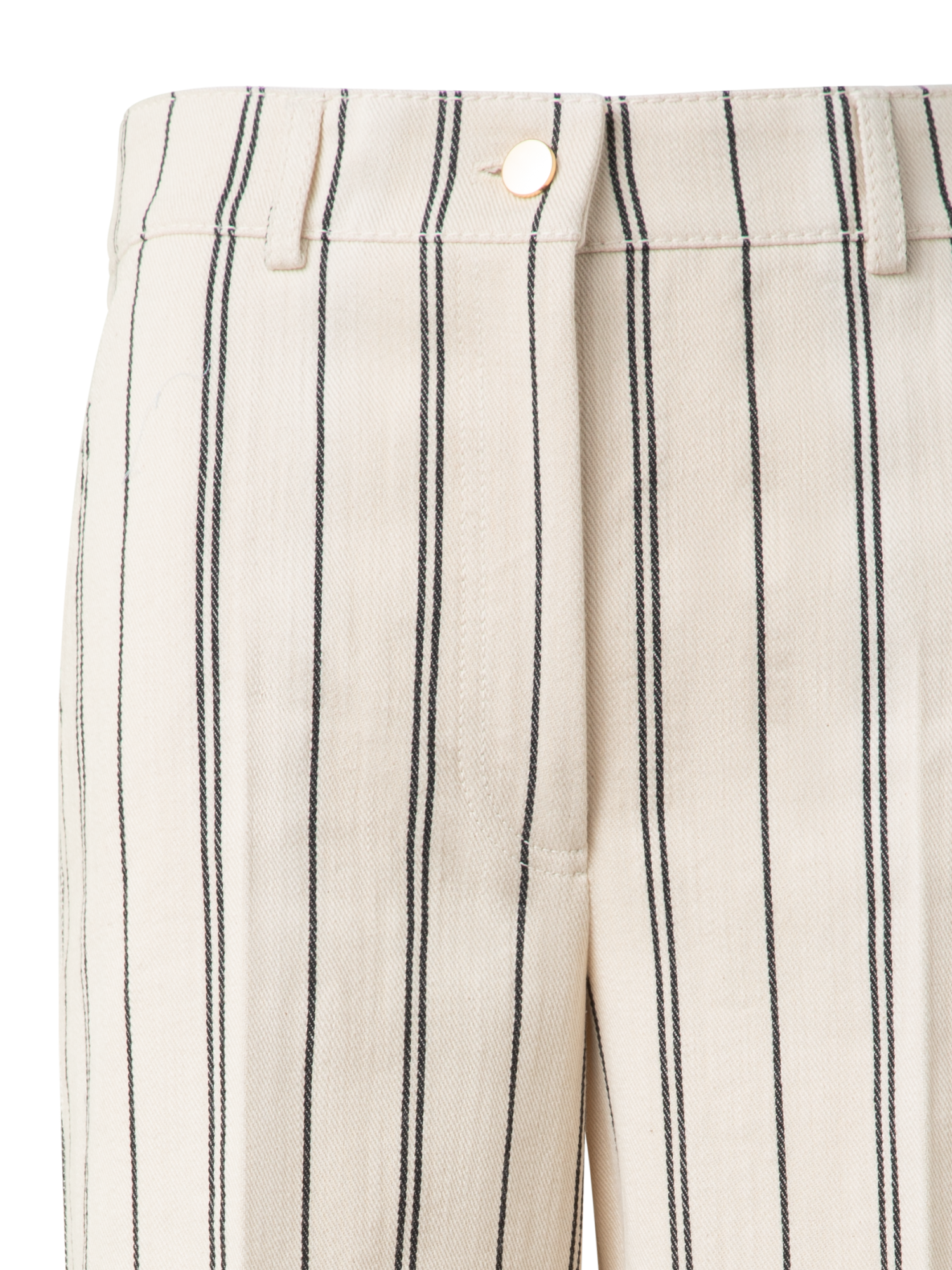 Designer Striped Light Cotton Culotte Pants - neutral - multicolor - ecru - white