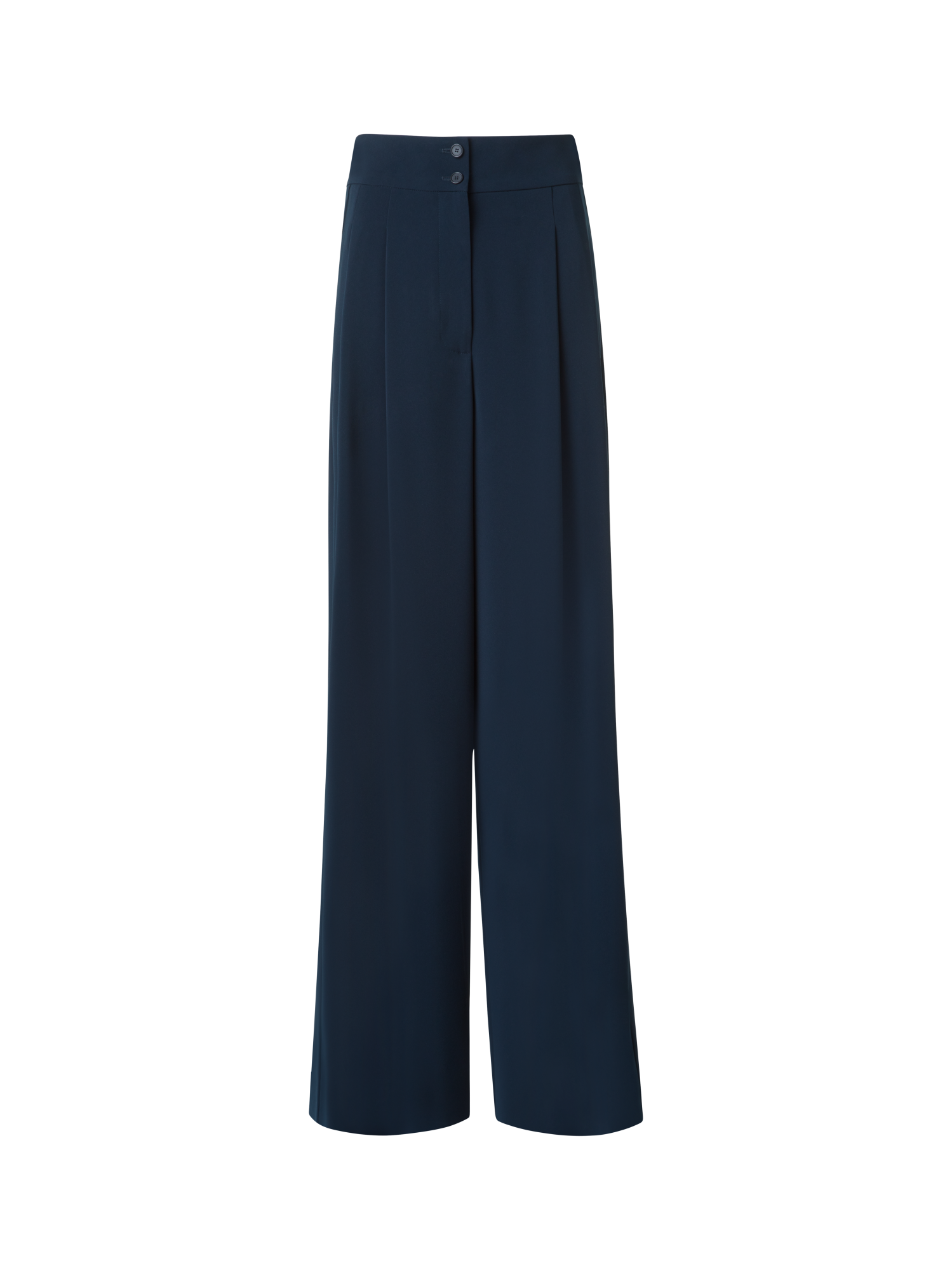Designer Wide Straight Signature Laser Cut Pants - neutral - navy - blue