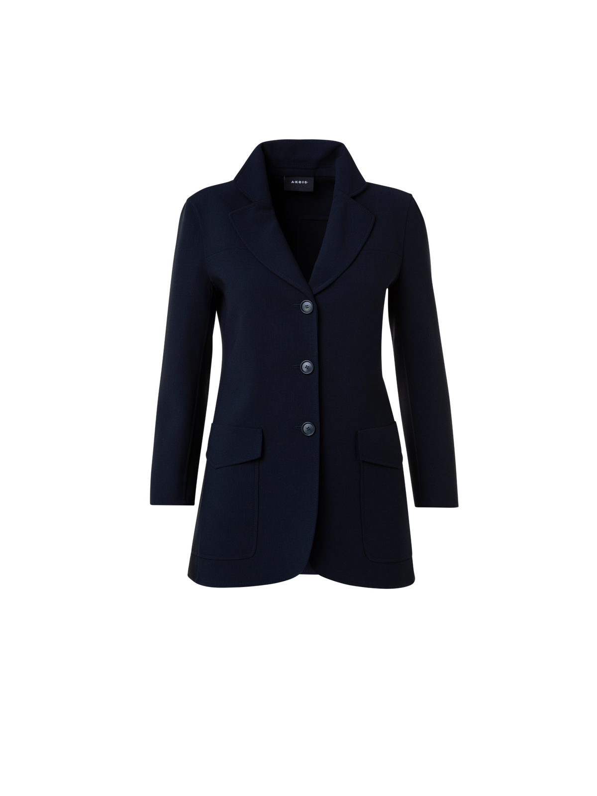Designer Wool Stretch Double-Face Jacket - navy - blue
