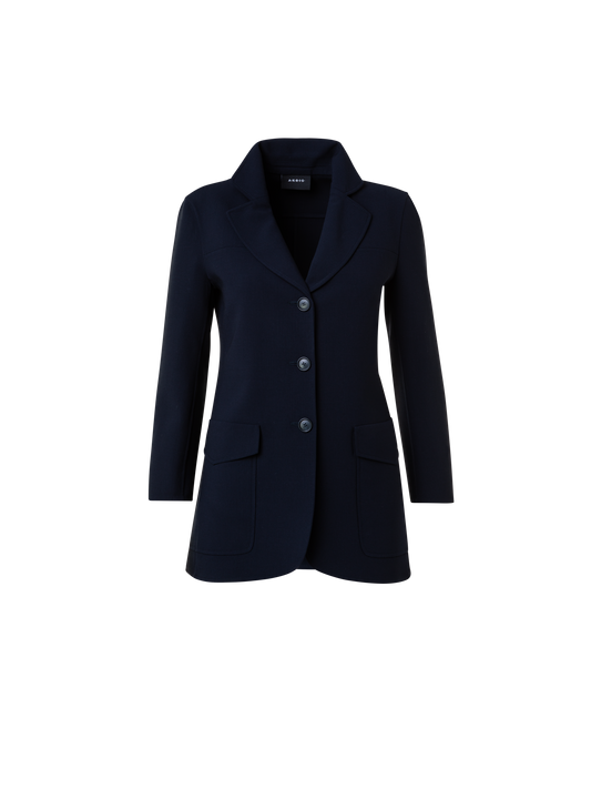 Designer Wool Stretch Double-Face Jacket - navy - blue