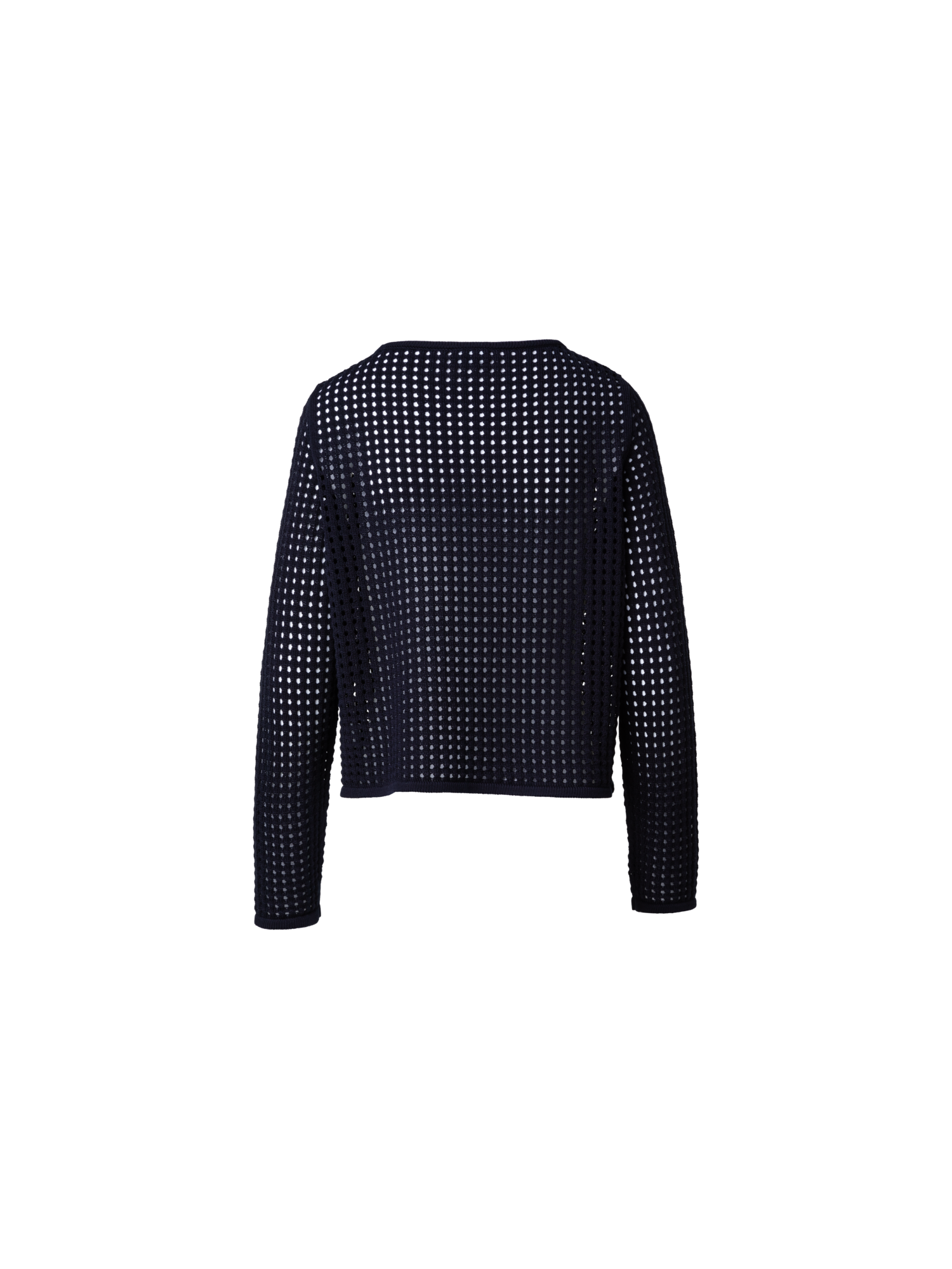 Designer Knit Sweater in Chunky Cotton Mesh - navy - blue