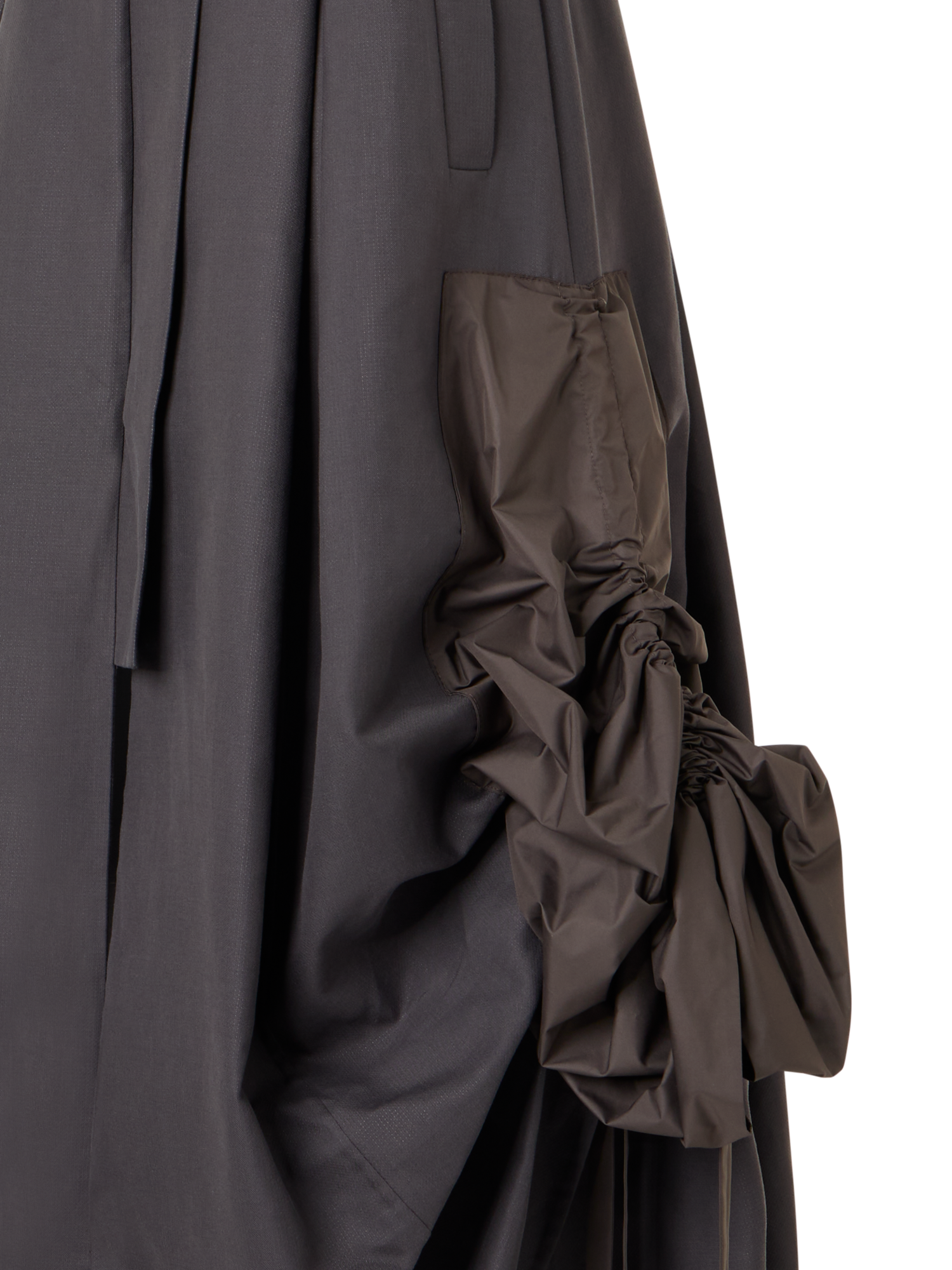 Designer Cotton Midi Dress With Drawstrings - brown