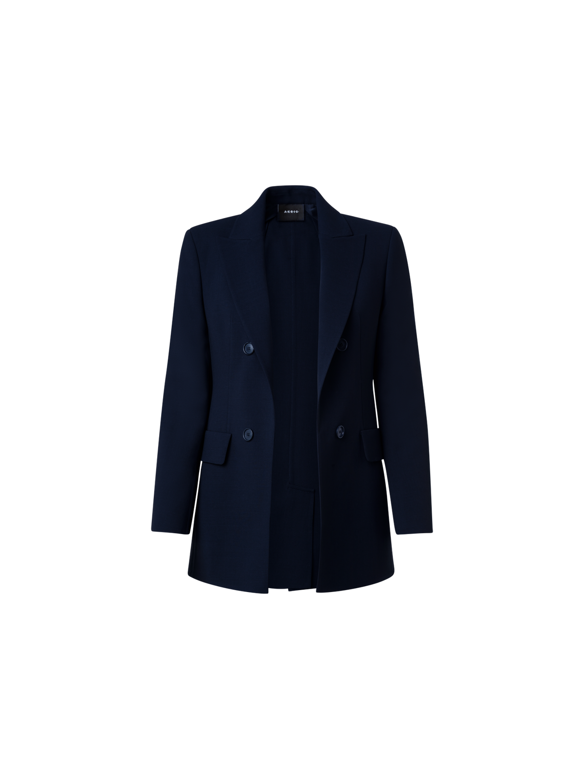 Designer Long Jacket in Wool Double-Face - navy - blue