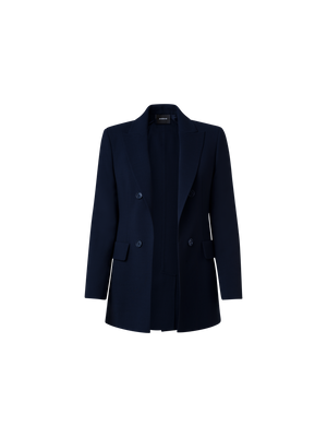 Designer Long Jacket in Wool Double-Face - navy - blue