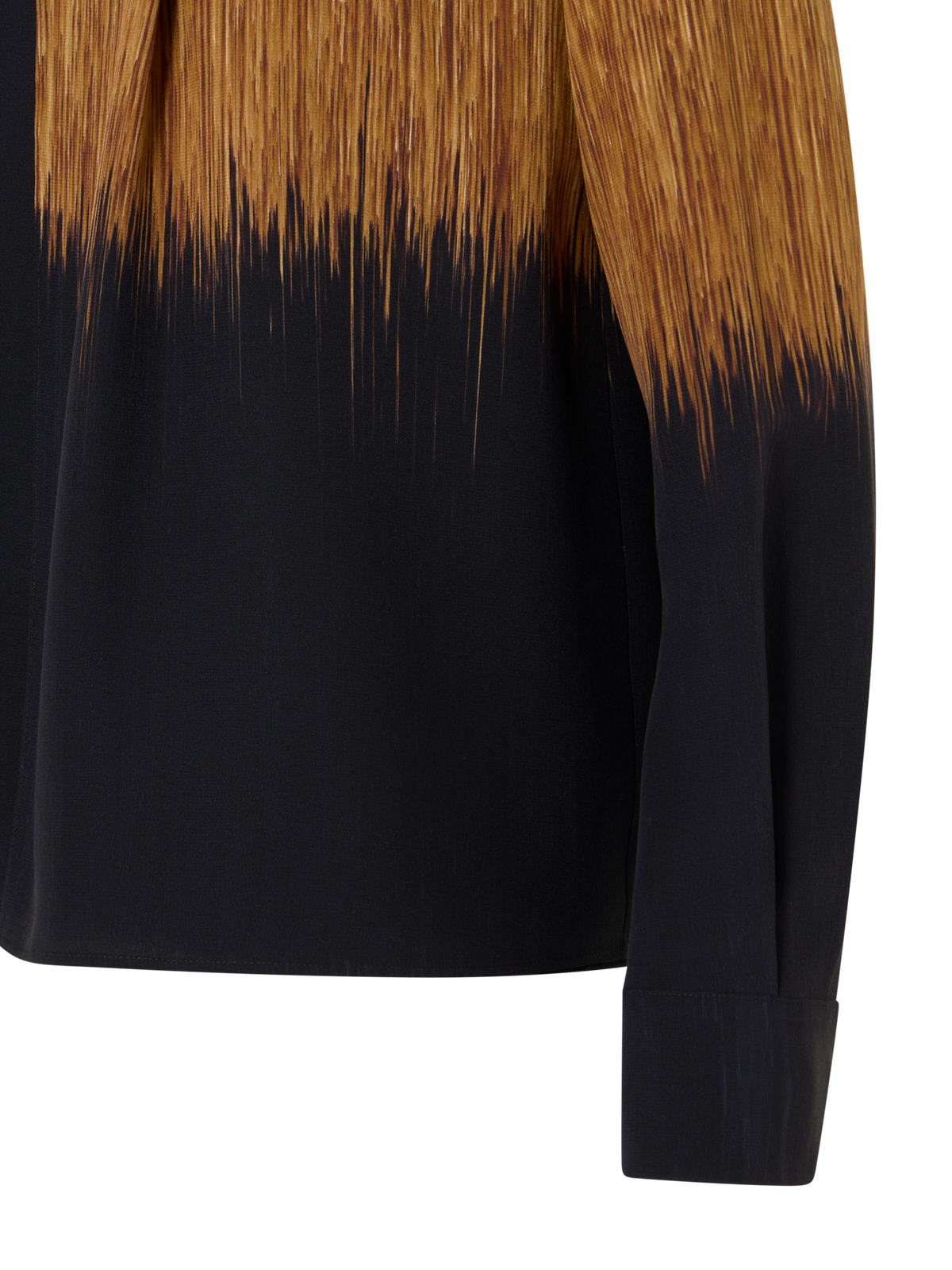 Designer Silk Blouse in Oro Lienzo Print with Overlayer - black - brown - multicolor