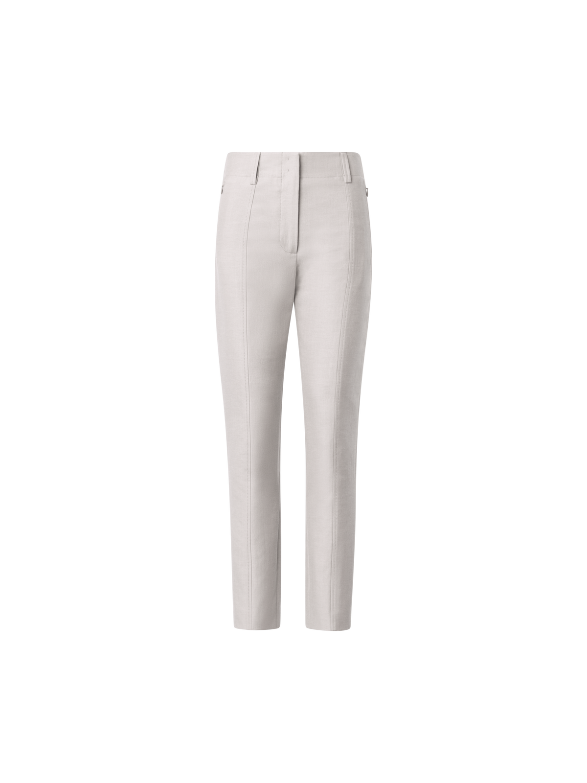 Designer Slim Cotton Silk Double-Face Pants - neutral - beige - grey