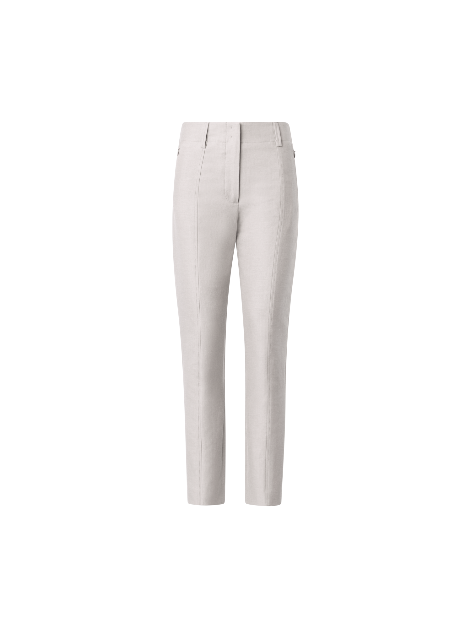 Designer Slim Cotton Silk Double-Face Pants - neutral - beige - grey