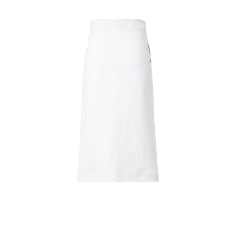 Cotton Denim A-Line Skirt with Tweed Detail