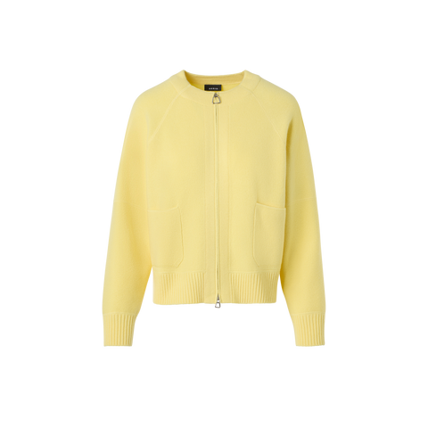 Cashmere Piqué Zip Cardigan