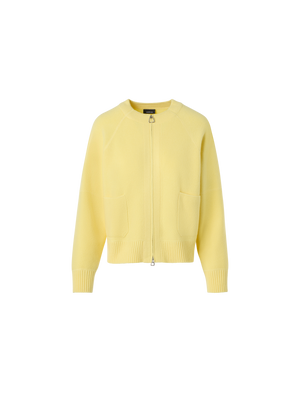 Designer Cashmere Piqué Zip Cardigan - yellow