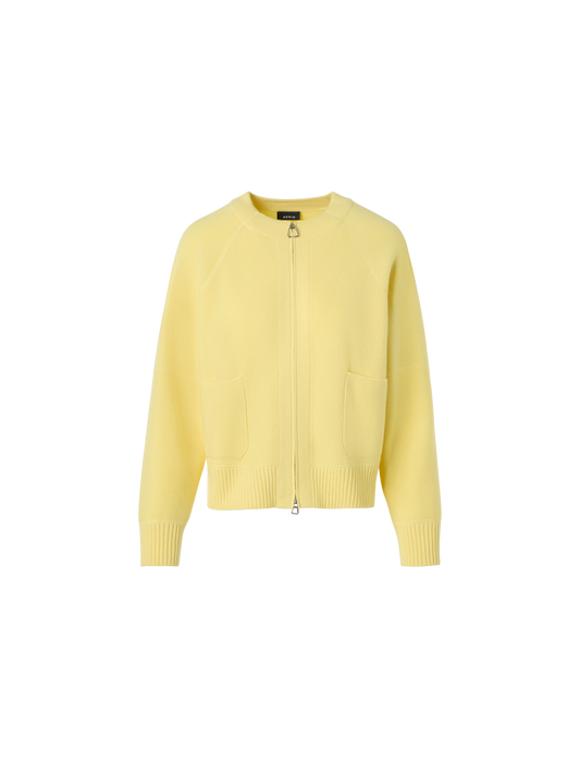 Designer Cashmere Piqué Zip Cardigan - yellow