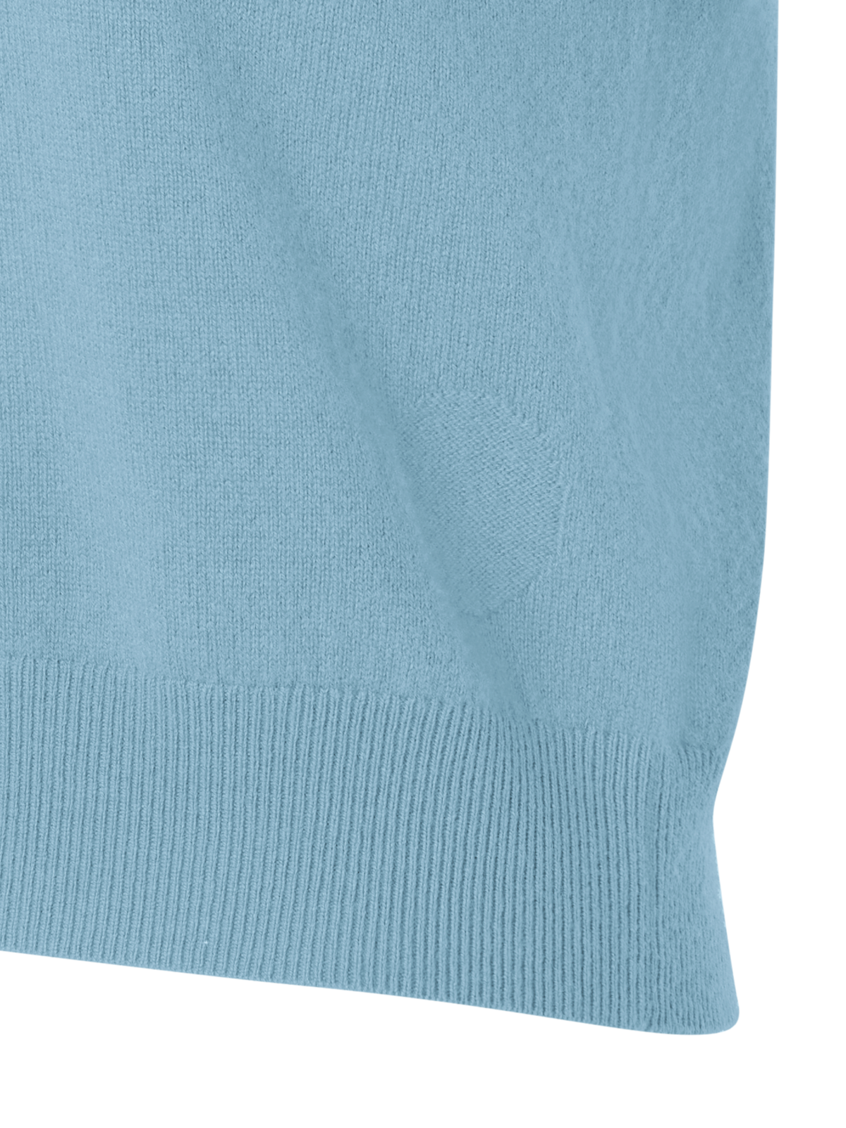 Designer Wool Cashmere Knit Sweater with Short Sleeves - blue