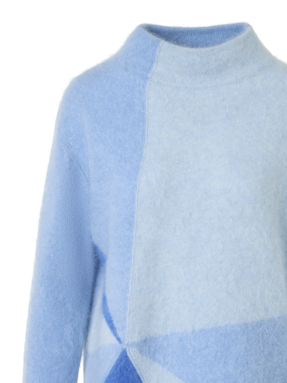 Designer Cloud Cashmere Sweater with Sunbeam Intarsia - blue