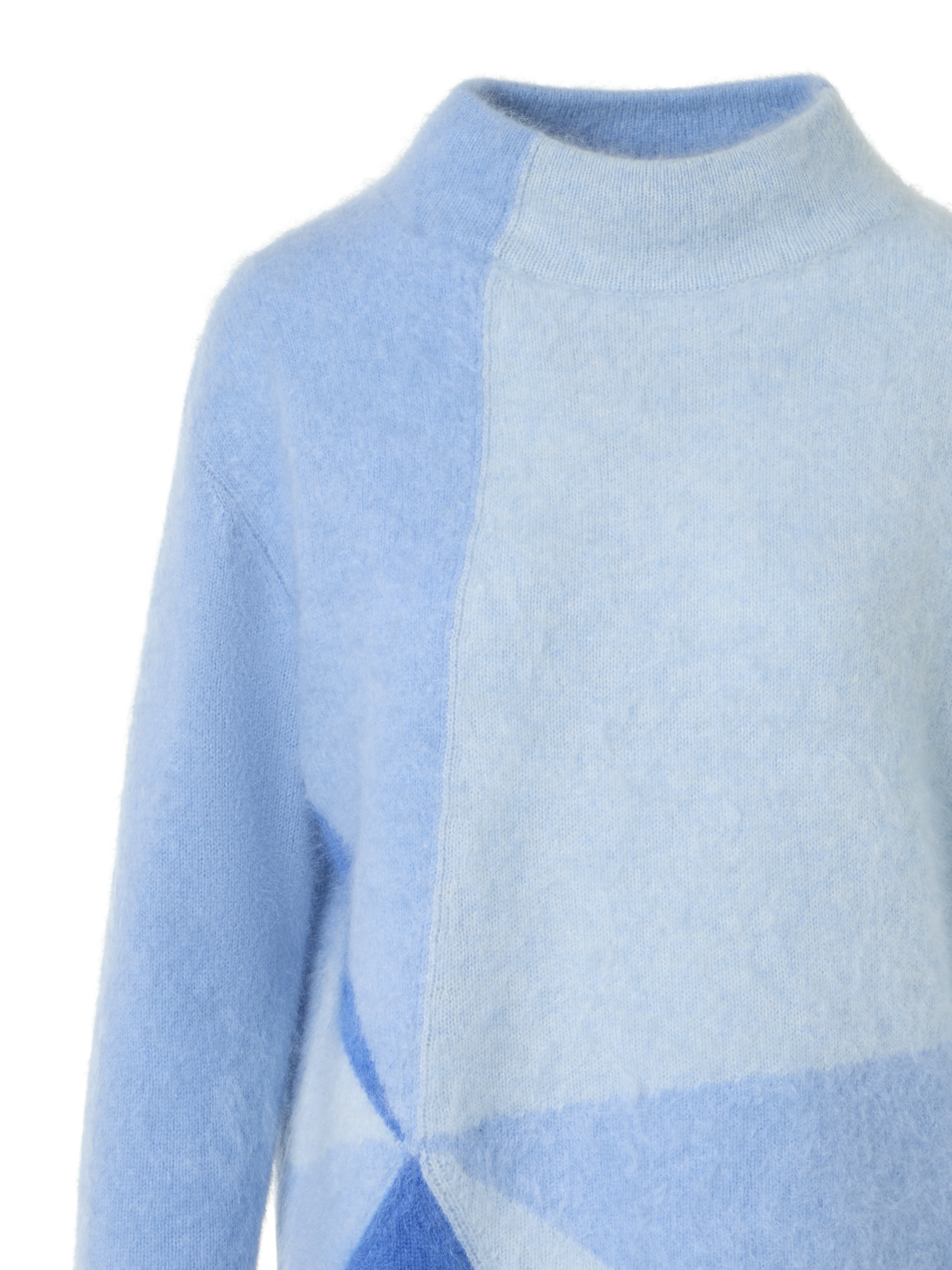 Designer Cloud Cashmere Sweater with Sunbeam Intarsia - blue