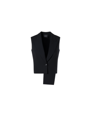 Designer Helline Asymmetrical Jacket with Detachable Bolero - black