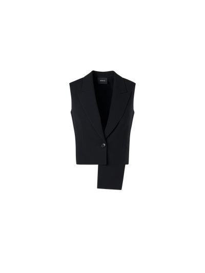 Designer Helline Asymmetrical Jacket with Detachable Bolero - black