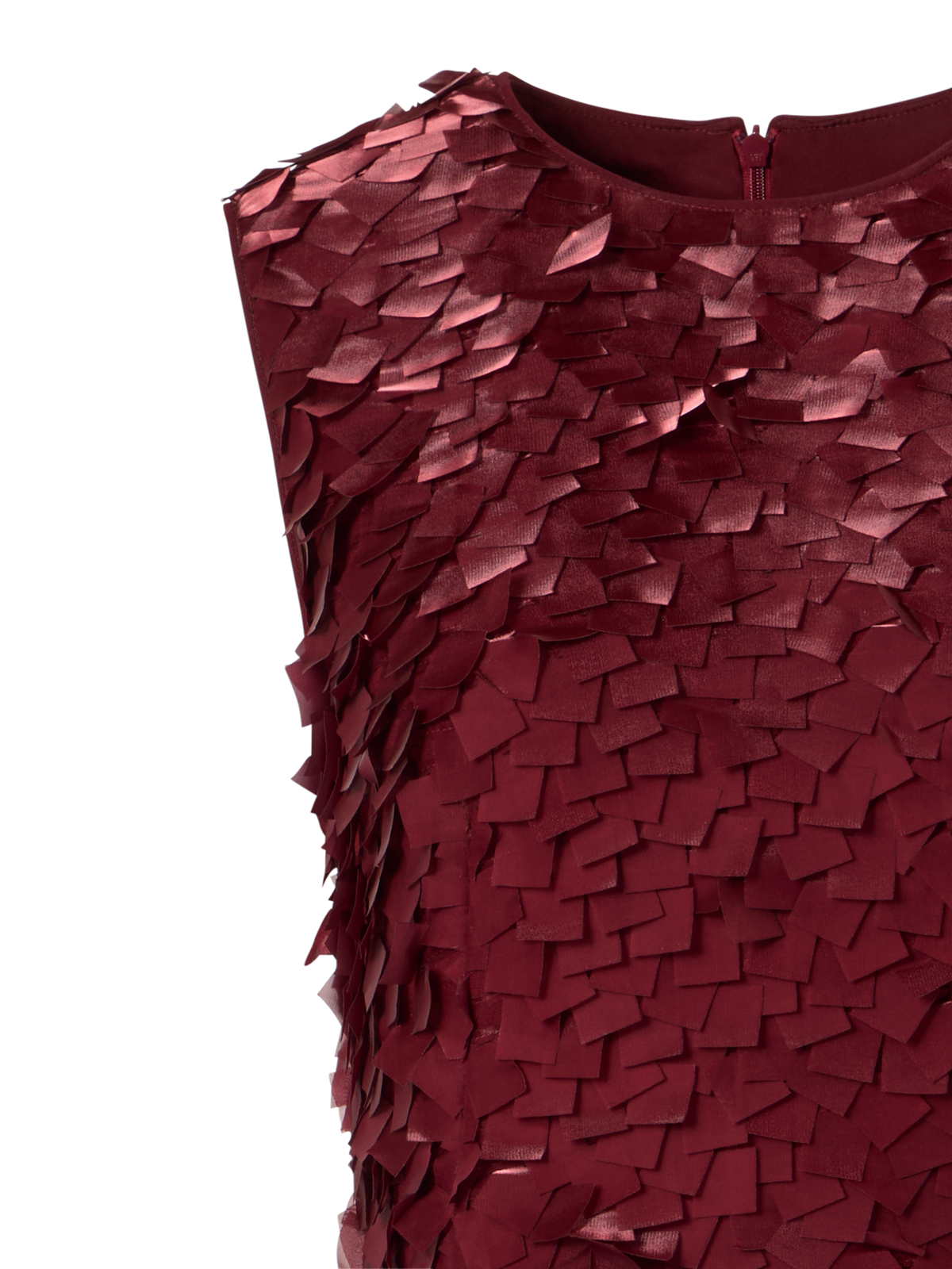 Designer Asymmetrical Midi Dress in Layered Organza Tiles - red