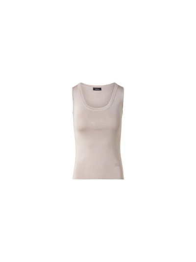 Designer Silk Knit Tank Top - neutral - pastel - beige