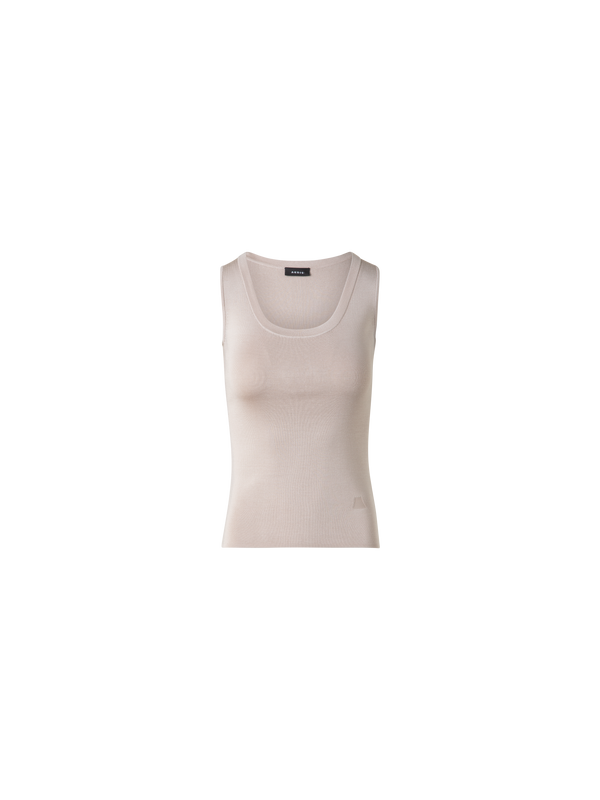 Designer Silk Knit Tank Top - neutral - pastel - beige