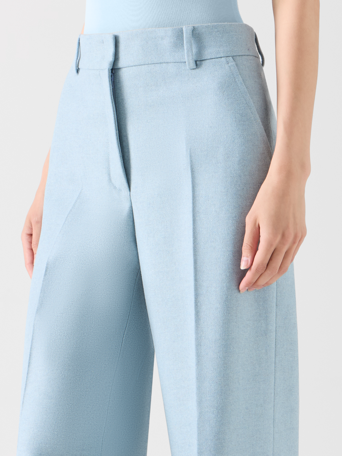 Designer Wide Leg Wool Flannel Pants 