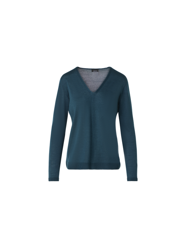Designer Seamless Cashmere Silk V-Neck Sweater - green