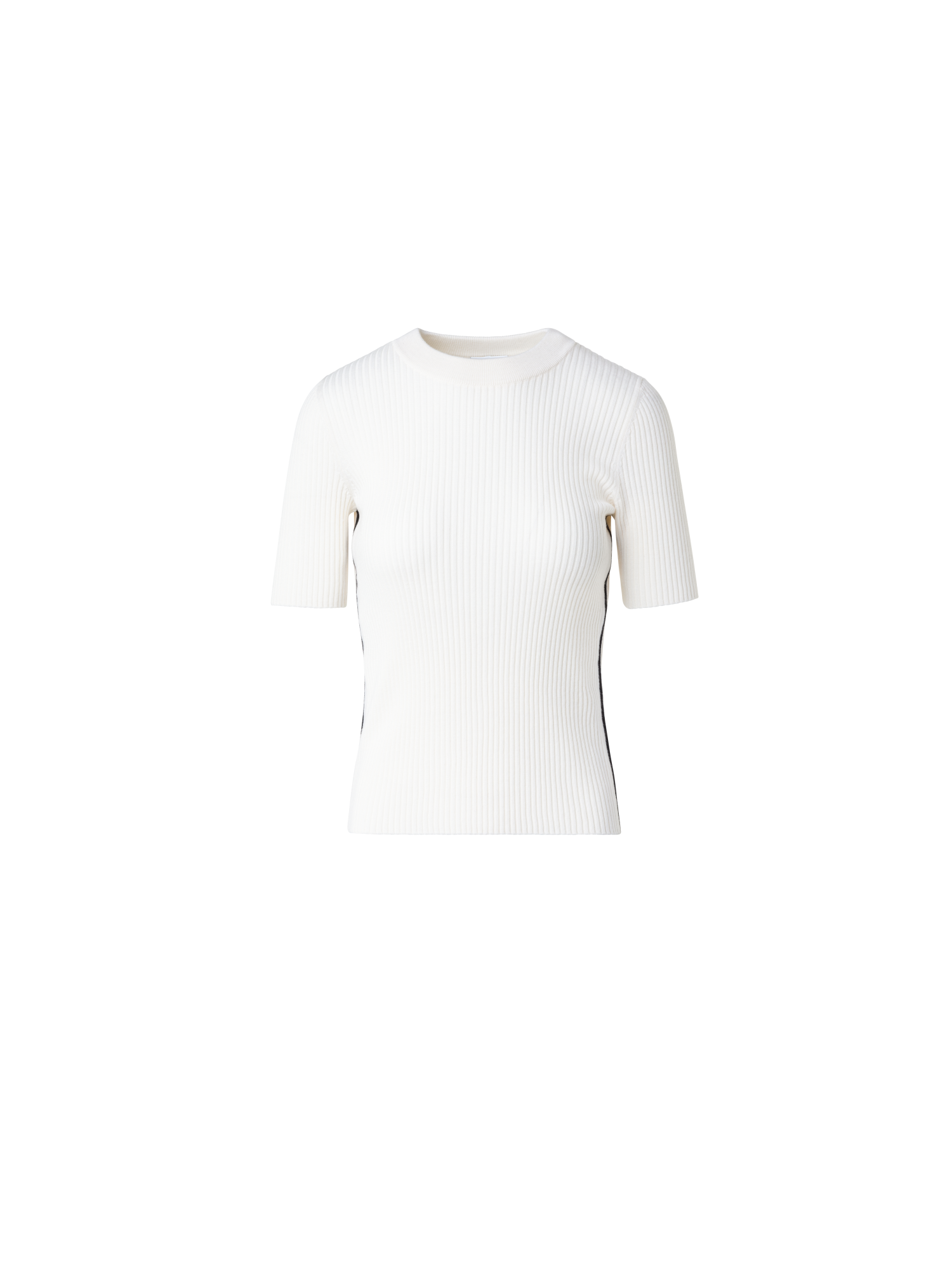 Designer Merino Wool Knit Sweater with Contrast Piping - multicolor - ecru - white