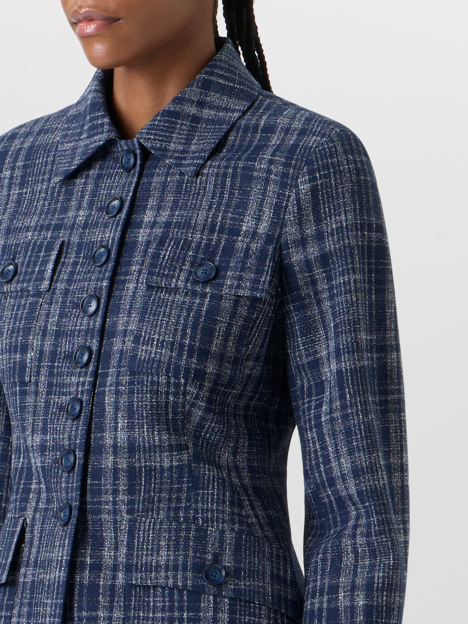 Designer Delia Jacket in Wool-Viscose Tweed - blue 