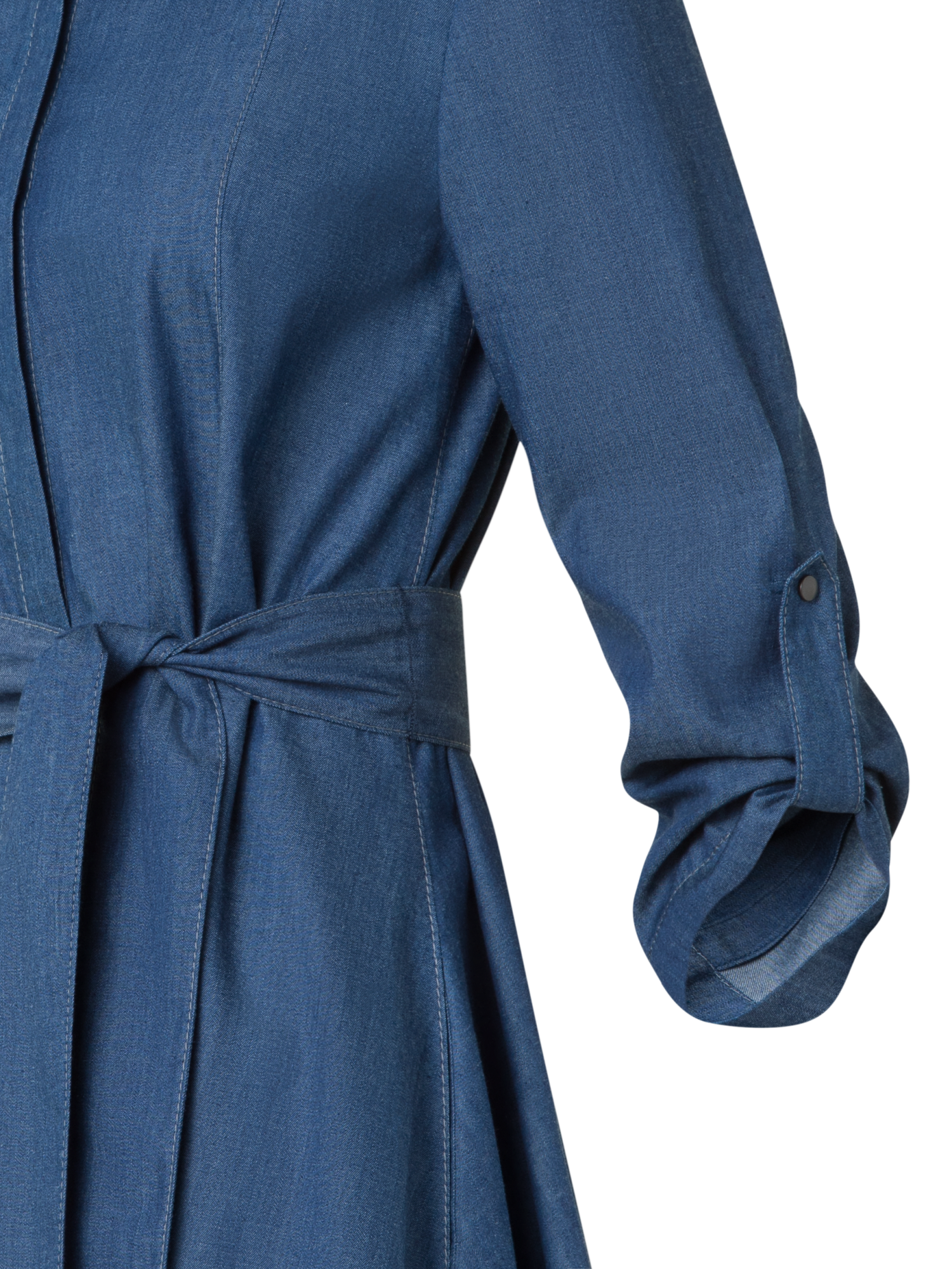 Designer Lightweight Cotton Denim Shirt Dress - blue