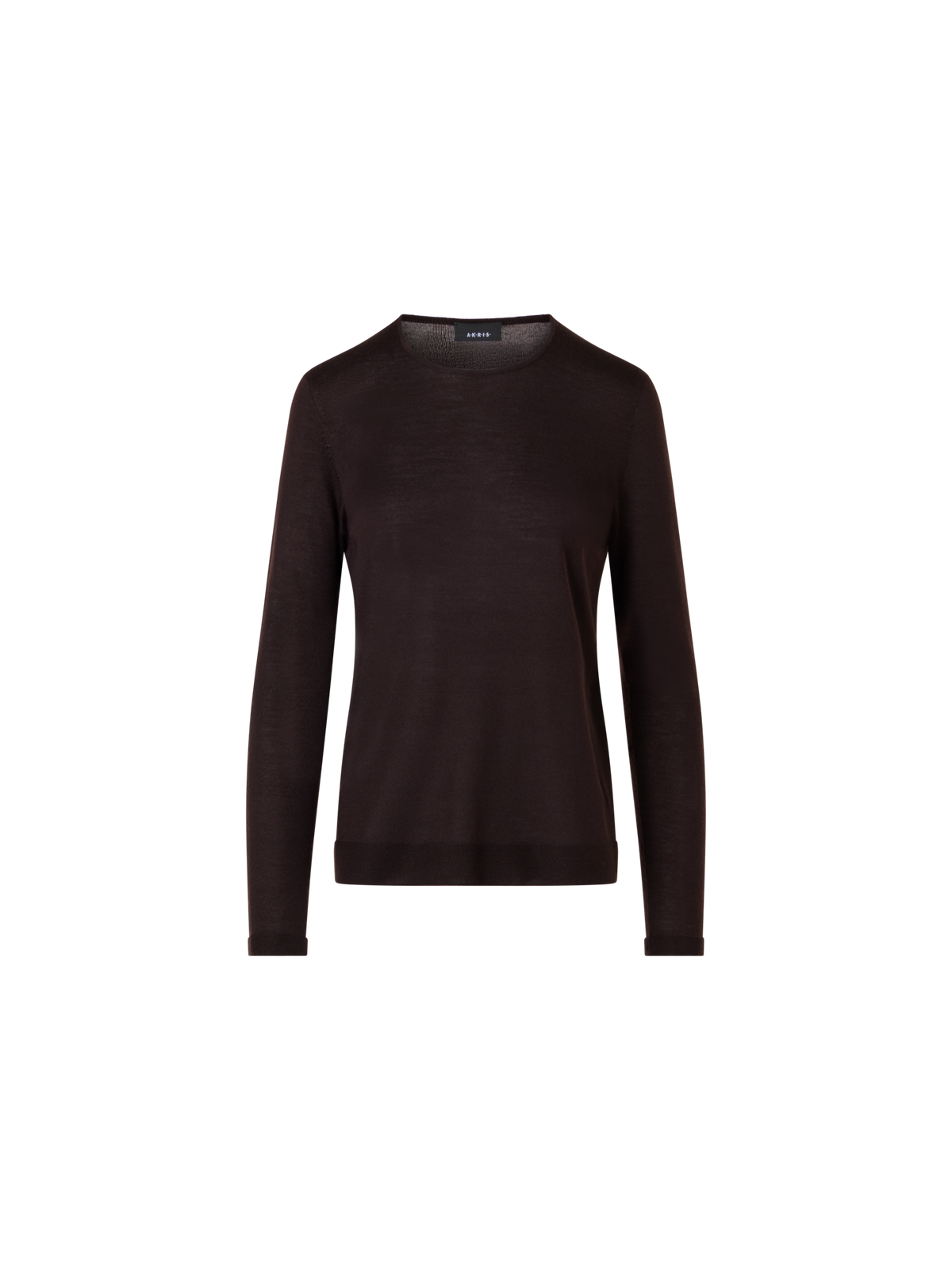 Designer Seamless Crew Neck Sweater in Cashmere Silk - brown