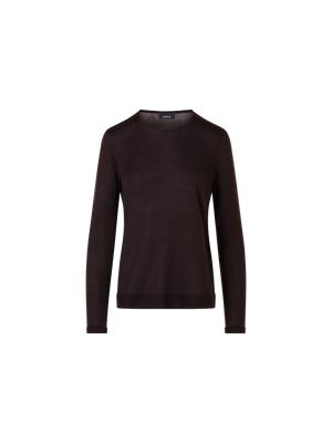 Designer Seamless Crew Neck Sweater in Cashmere Silk - brown