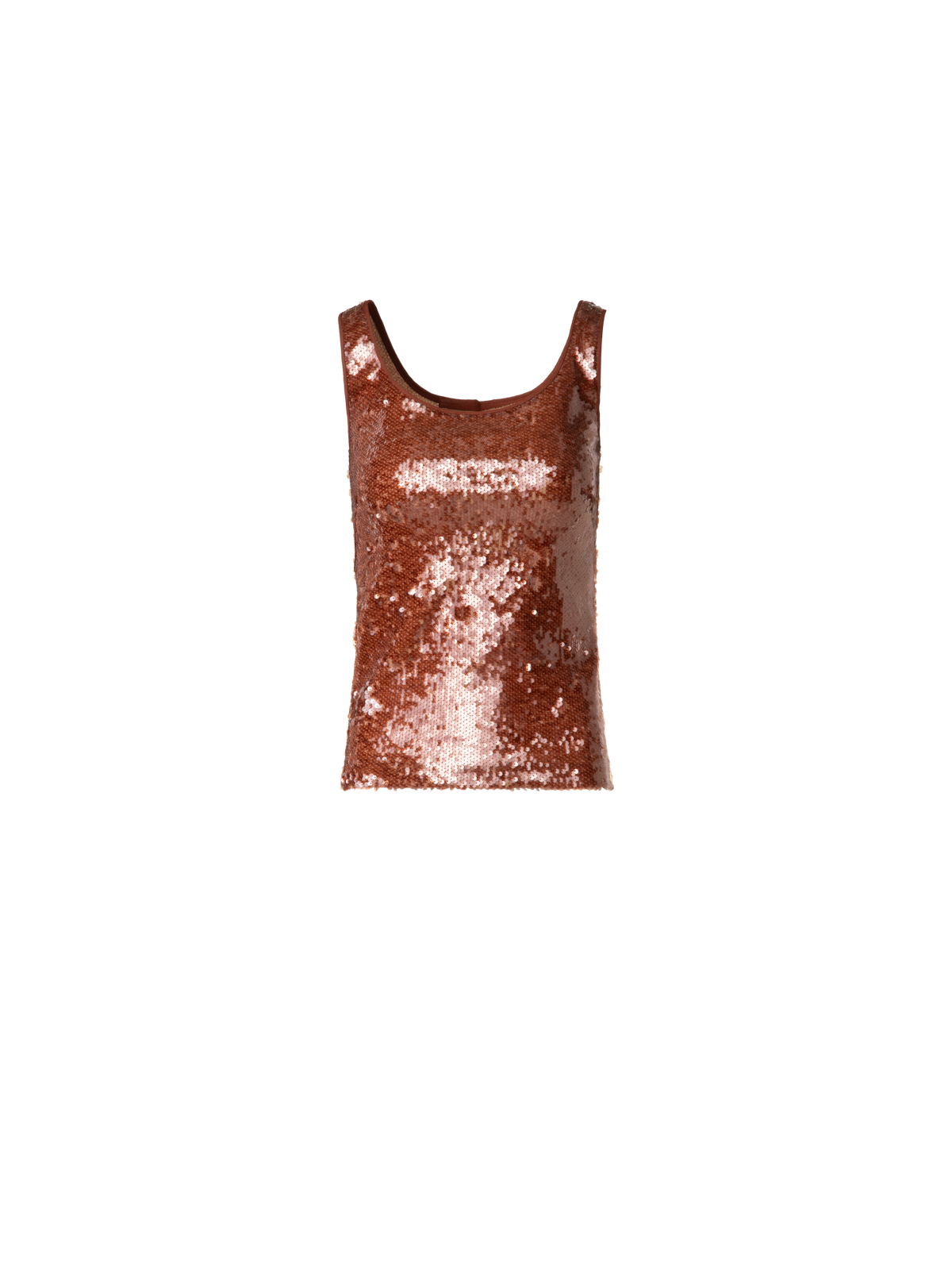Designer Sleeveless Top with Sequins Allover - brown