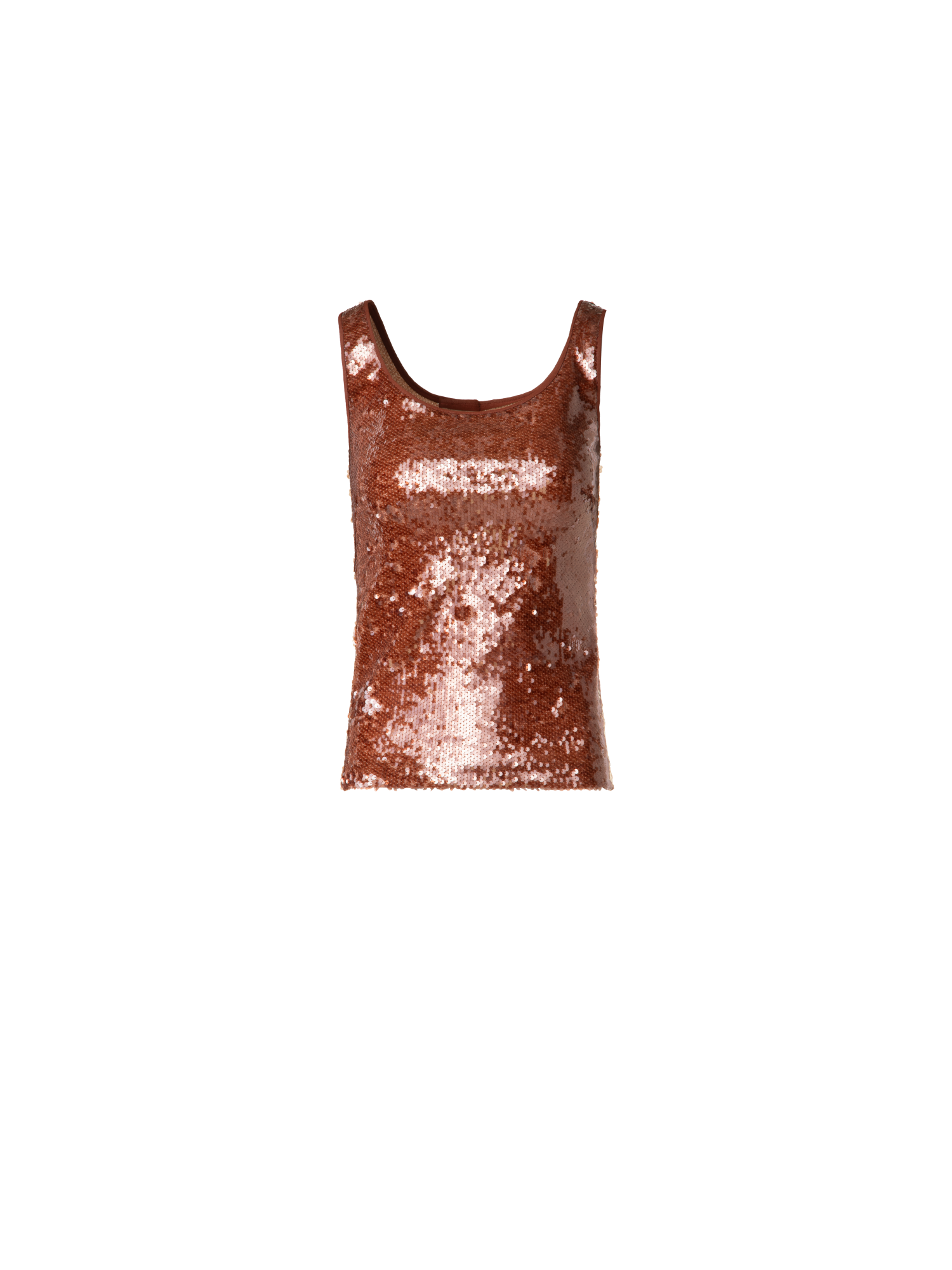 Designer Sleeveless Top with Sequins Allover - brown