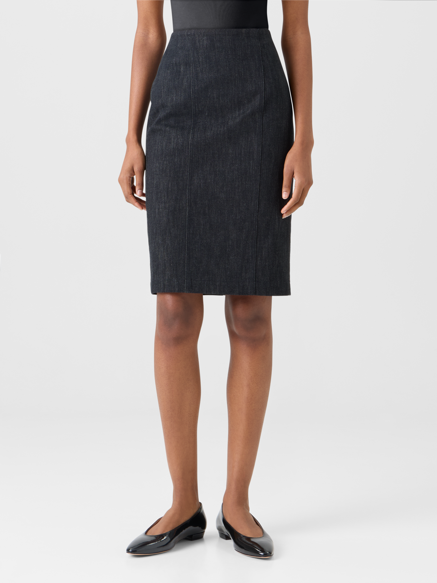 Designer Denim Pencil Skirt - black