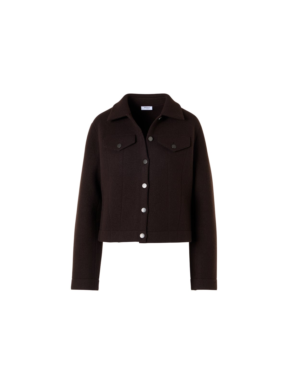 Designer Denim Style Jacket in Boiled Wool - brown