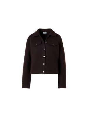 Designer Denim Style Jacket in Boiled Wool - brown