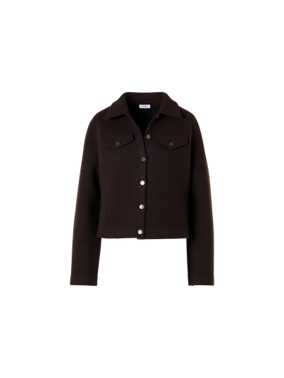 Designer Denim Style Jacket in Boiled Wool - brown