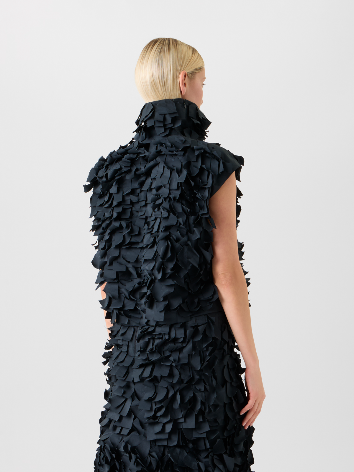 Designer Boxy Techno Top with Taffeta Ribbons - black - neutral #editorial