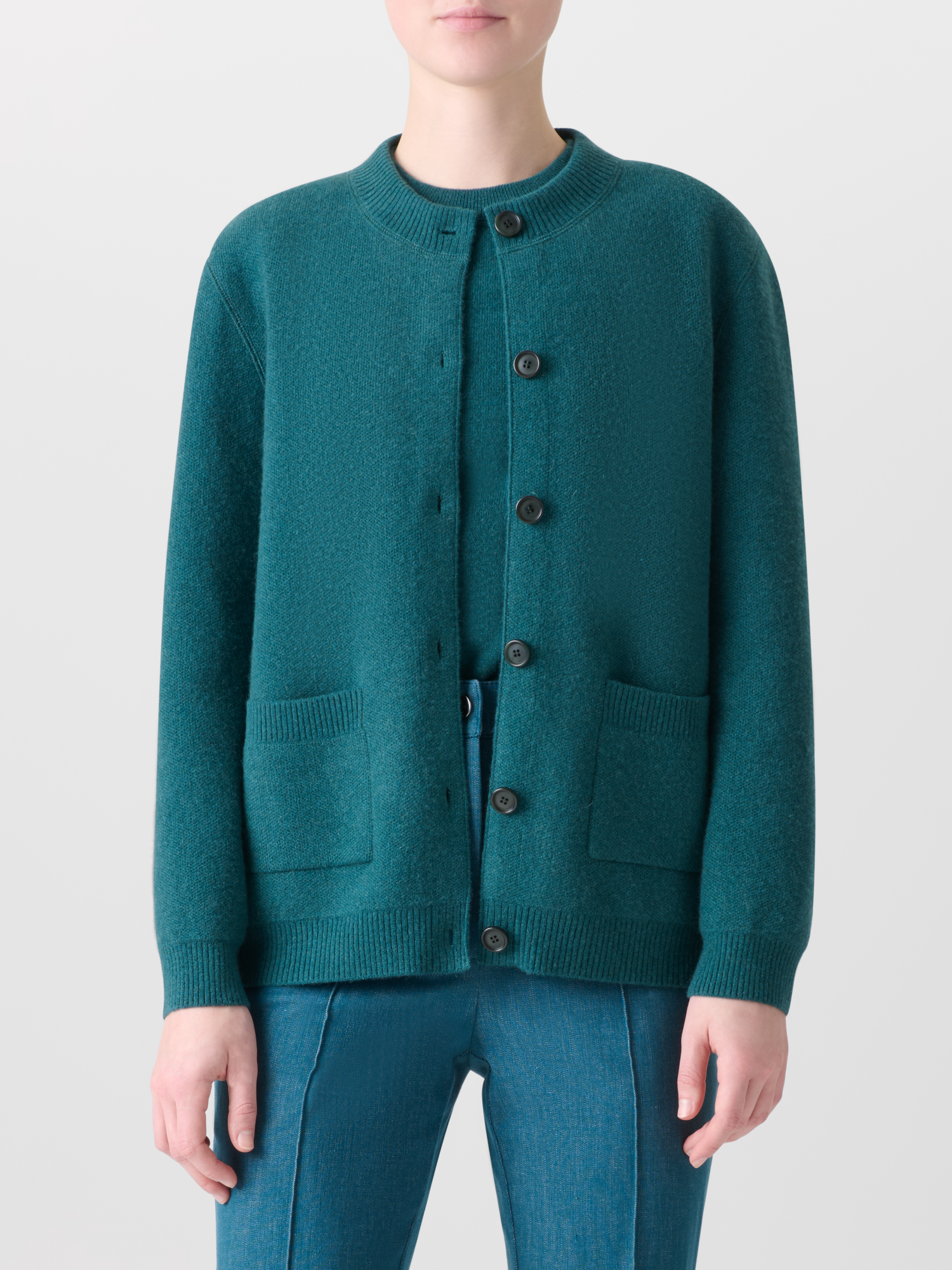 Designer Pure Cashmere Relaxed Cardigan - green 