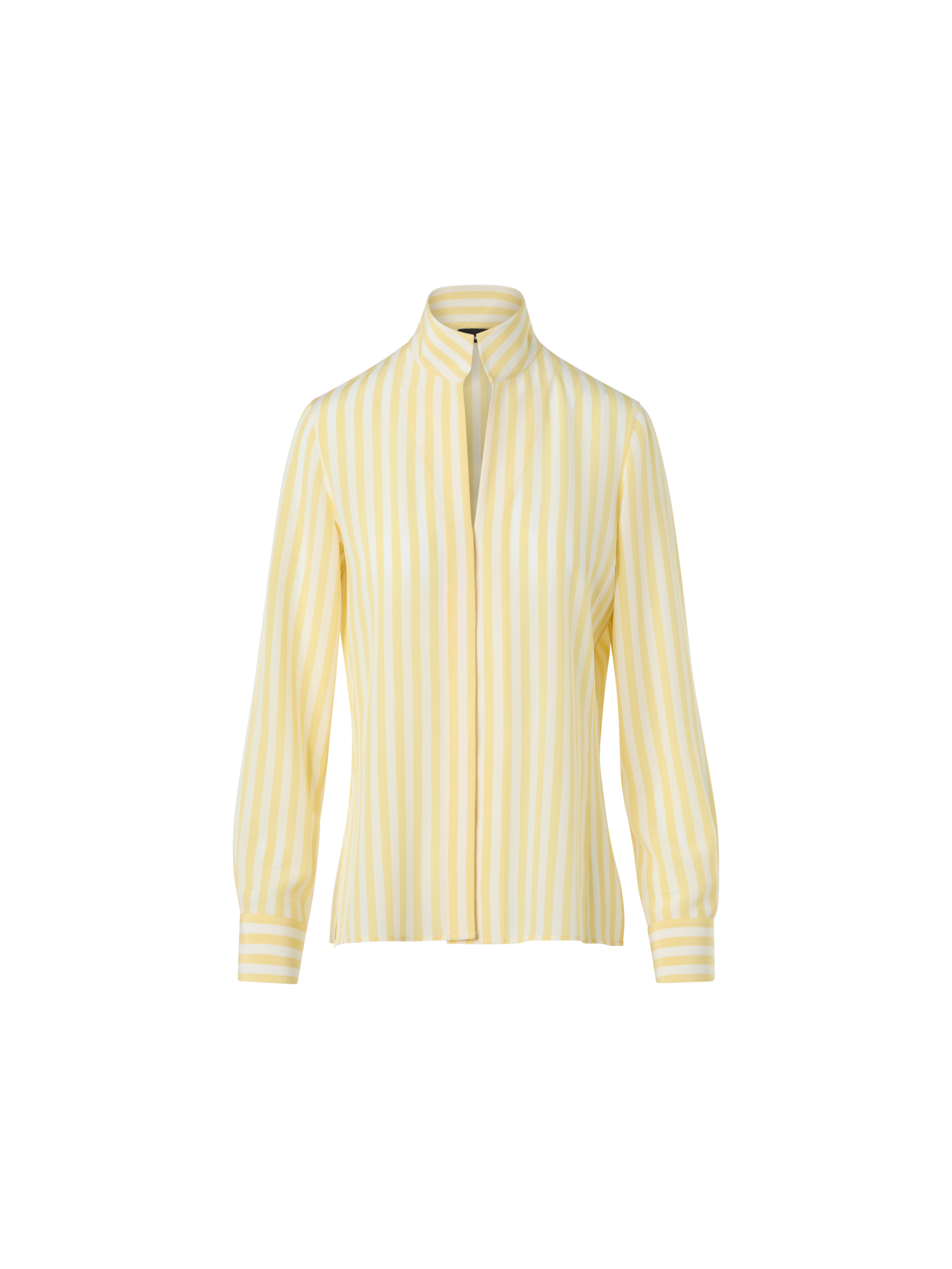 Designer Striped Silk Crêpe Tunic Blouse - multicolor - yellow