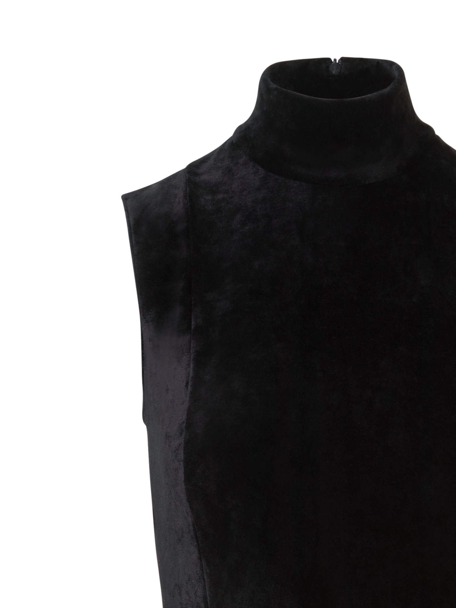 Designer Fitted Velvet Mock Neck Maxi Dress with Slit - black - neutral