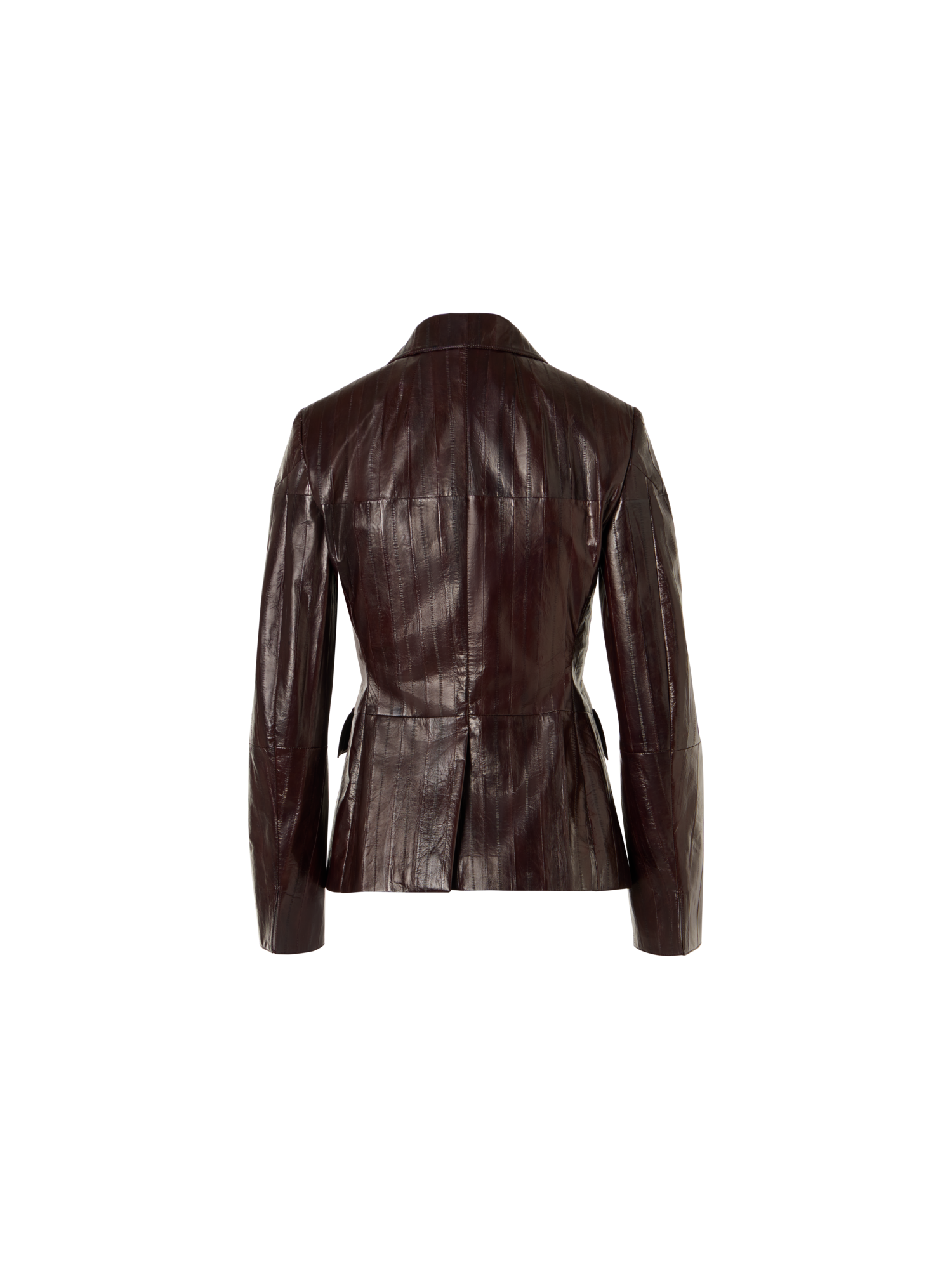 Designer Fitted Lacquered Eel Leather Jacket - brown