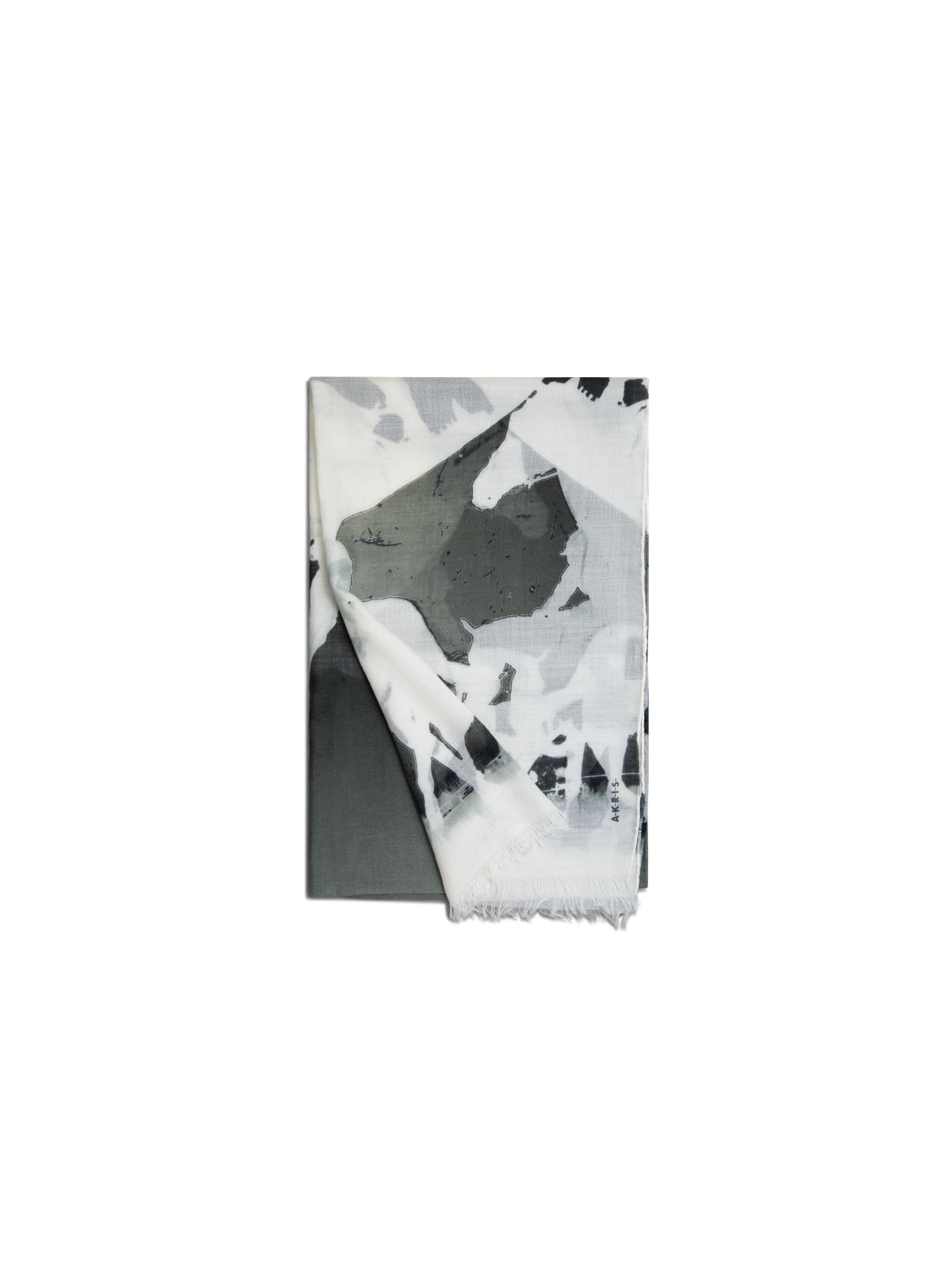 Designer Scarf Cashmere Silk Turf Print - black - multicolor - ecru - white