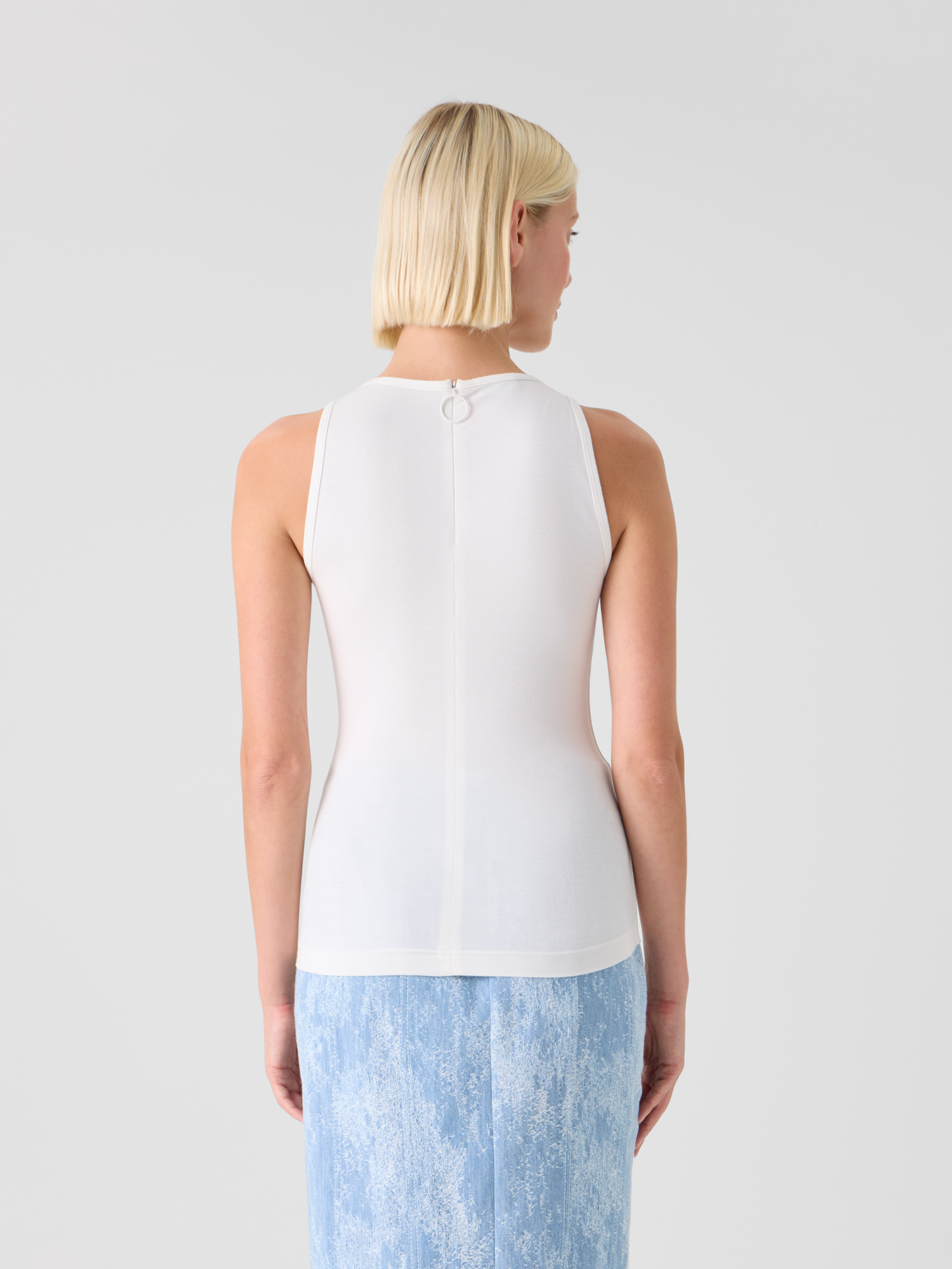 Designer Fitted Speedo Top in Stretch Modal Jersey - ecru 