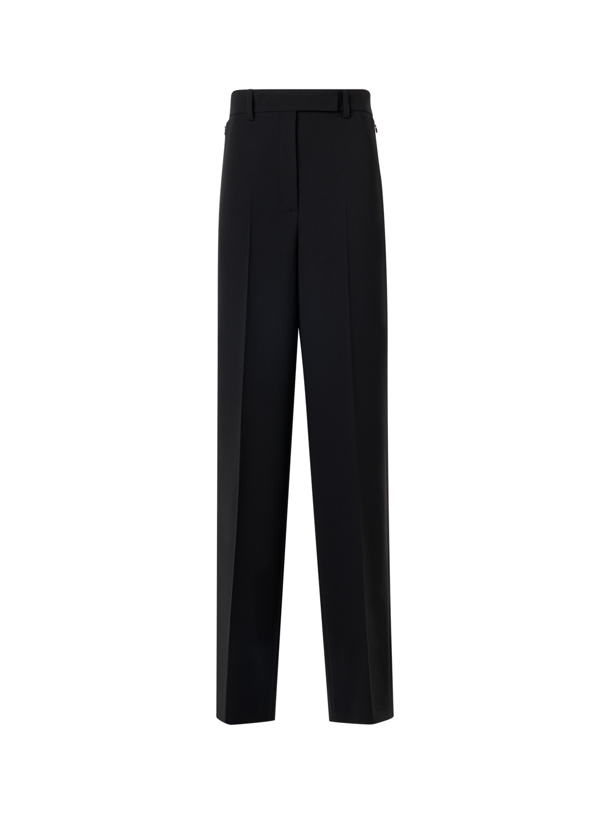 Designer Forest Wide-Straight-Leg Pants in Wool Double-Face - black