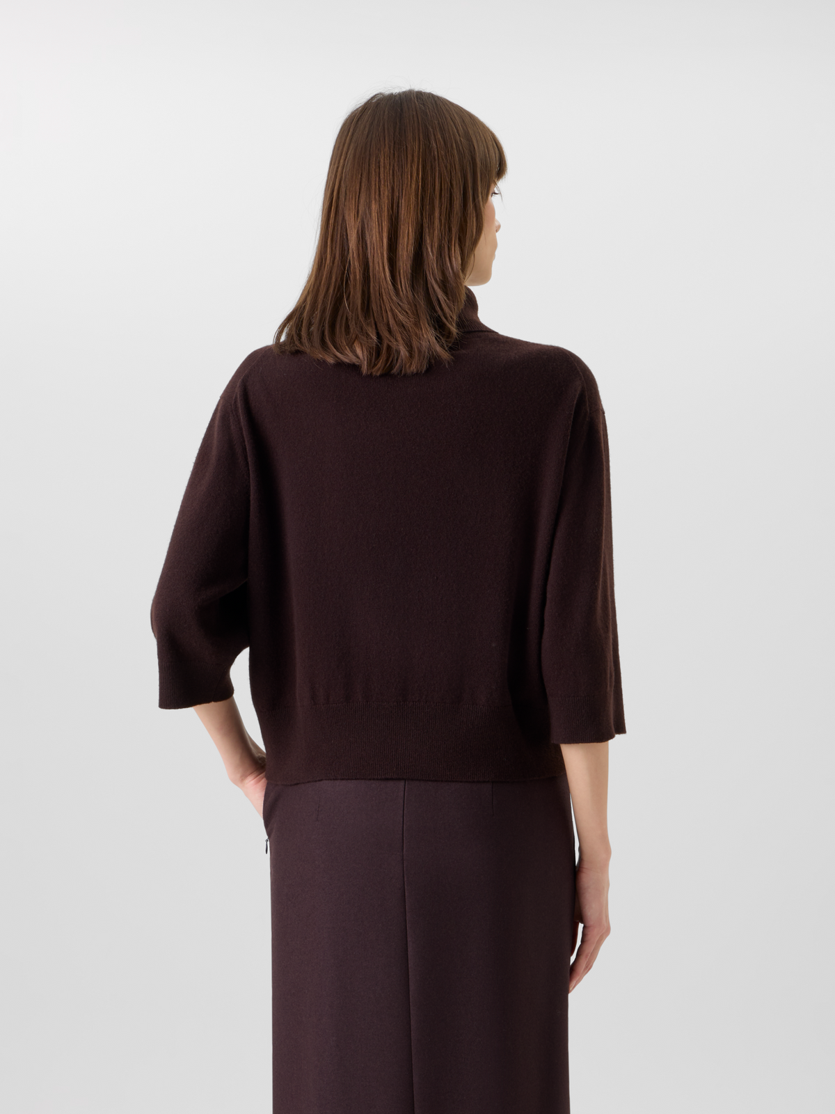 Designer Cashmere Turtle Neck Pullover - brown 