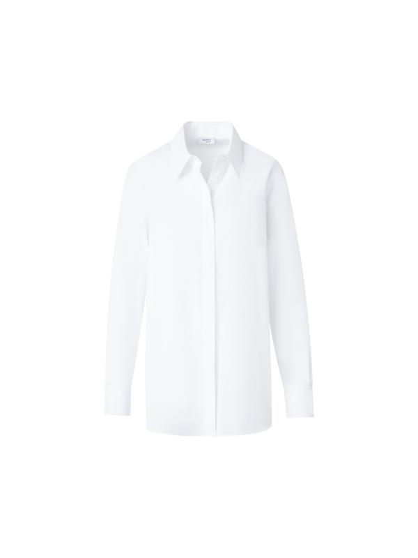 Designer Relaxed Cotton Tunic Blouse - neutral - ecru - white