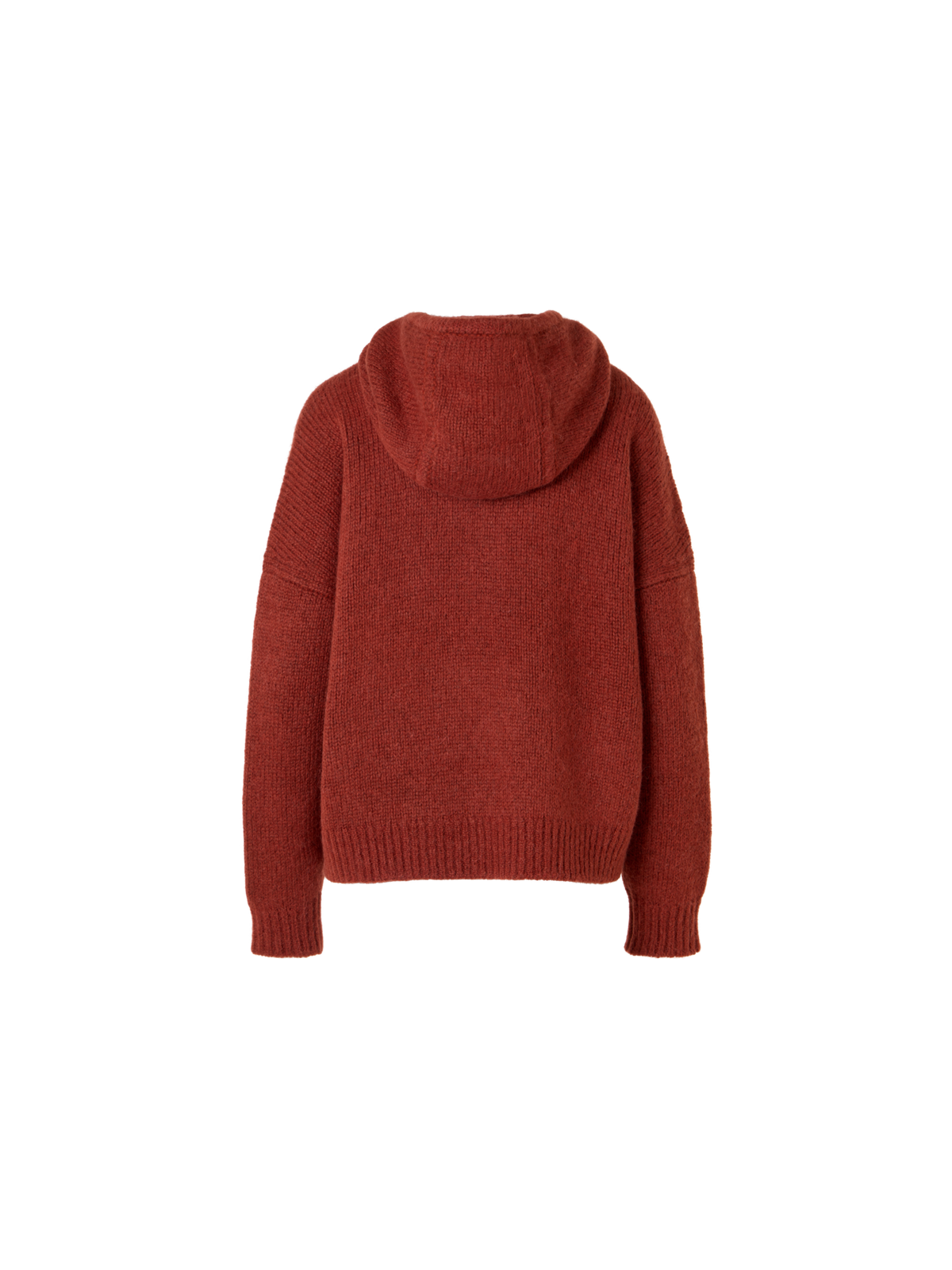Designer Oversize Fluffy Alpaca Knit Hoodie - red