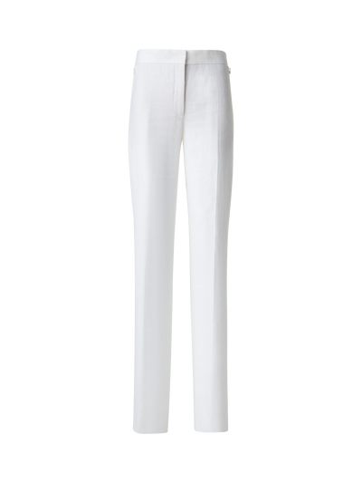 Designer Straight Linen Pants - neutral - ecru - white